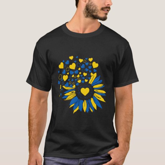 Steun Oekraïense vlag Hij S T-shirt (Voorkant)