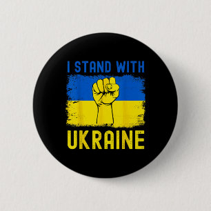 Steun Oekraïense vlag Ik sta achter Oekraïne Ronde Button 5,7 Cm