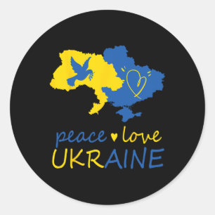 Steun Oekraïense Vrede Liefde Oekraïne Vlag Ronde Sticker