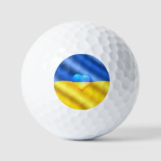 Steun Oekraïne Golfballen Oekraïense vlag hart (Voorkant)