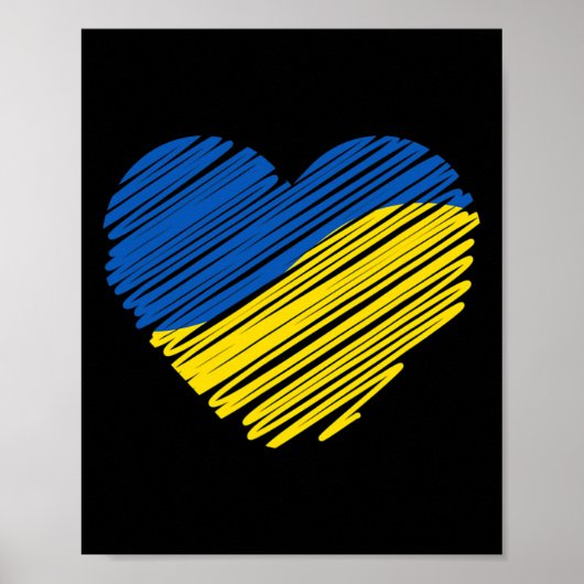 Steun Oekraine Hart Oekraïense Vlag Poster (Voorkant)