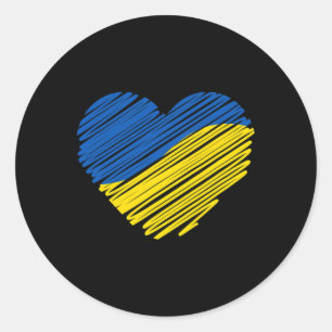 Steun Oekraine Hart Oekraïense Vlag Ronde Sticker