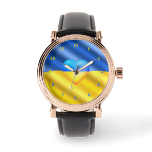 Steun Oekraine Horloge Oekraïense Vlag Hart