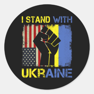 Steun Oekraine Ik Sta Bij Oekraine Oekraïense Vlag Ronde Sticker