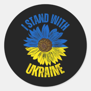 Steun Oekraine Ik Sta Met Oekraïense Vlag Slava Ronde Sticker