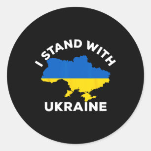 Steun Oekraine Ik Sta Met Oekraine Oekraïense Kaar Ronde Sticker