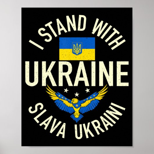 Steun Oekraïne Ik sta voor Oekraïne Fla Poster (Voorkant)