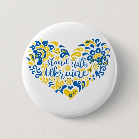 Steun Oekraine lettering en hart Ronde Button 5,7 Cm (Voorkant)