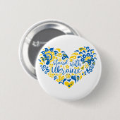 Steun Oekraine lettering en hart Ronde Button 5,7 Cm (Voorkant /achterkant)