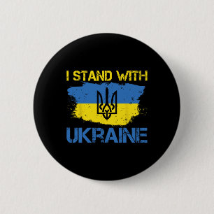 Steun Oekraine Met Deze Oekraïense Vlag Ik Sta Wit Ronde Button 5,7 Cm