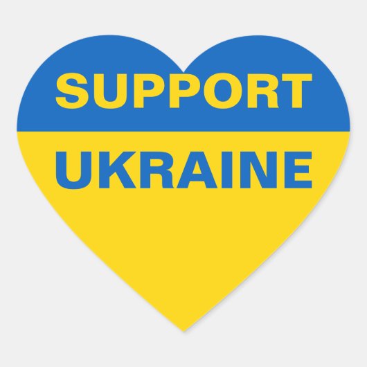 Steun Oekraïne Oekraïense vlag Hart Sticker (Voorkant)