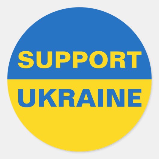 Steun Oekraïne Oekraïense vlag Ronde Sticker (Voorkant)