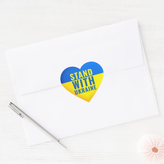 Steun Oekraine. OEKRAINE steun. Hart Sticker (Envelop)
