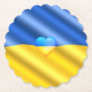 Steun Oekraïne Papier Onderzetter Oekraïense Vlag 