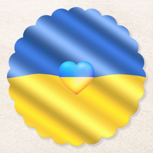 Steun Oekraïne Papier Onderzetter Oekraïense Vlag (Voorkant)