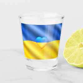 Steun Oekraïne schoot glas Oekraïense vlag
