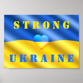 Steun Oekraïne - Sterk - Vlag - Vrijheid - Vrede Poster