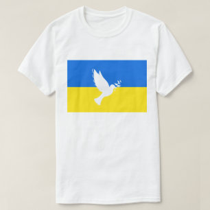 Steun Oekraïne T-shirt vredesduif Oekraïense vlag