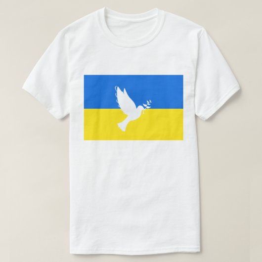 Steun Oekraïne T-shirt vredesduif Oekraïense vlag (Design voorkant)