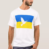 Steun Oekraïne T-shirt vredesduif Oekraïense vlag (Voorkant)