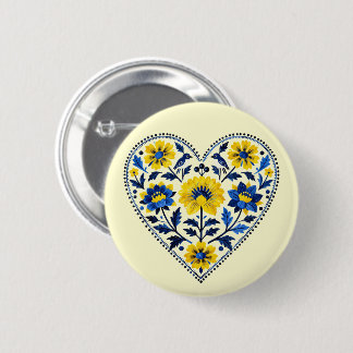 Steun Oekraïne traditionele petrykivka-schilderkun Ronde Button 5,7 Cm