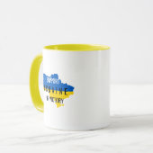 Steun Oekraïne voor Victory Overlay Coffee Mok (Voorkant links)