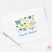 Steun Oekraïne! Waterverf harten en vlinders Vierkante Sticker (Envelop)