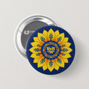 Steun Oekraïne zonnebloem blauwe gele vlag Ronde Button 5,7 Cm