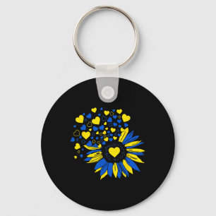 Steun Oekraine Zonnebloem Oekraïense Vlag Hart Man Sleutelhanger