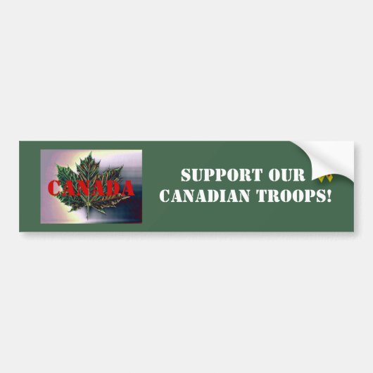 Steun onze CANADIAN-troepen!-Maple Leaf Bumpersticker (Voorkant)
