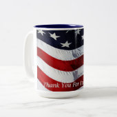Steun onze troepen Amerikaanse vlag Tweekleurige Koffiemok (Voorkant links)