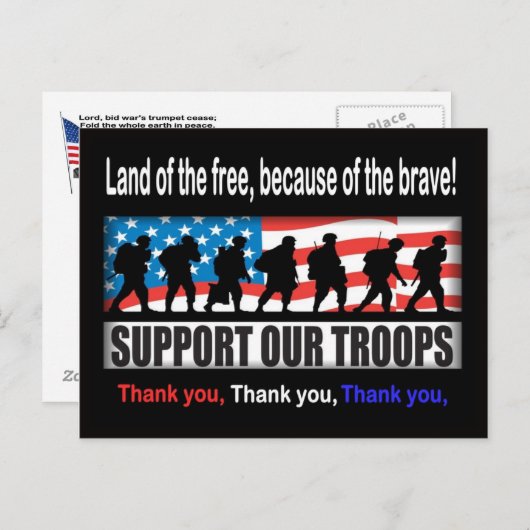 Steun onze troepen briefkaart (Voorkant / Achterkant)