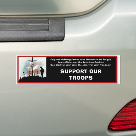 Steun onze troepen bumpersticker (Op auto)
