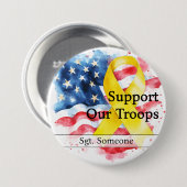 Steun onze troepen Geel Bewustzijnslint Groot Ronde Button 7,6 Cm (Voorkant /achterkant)