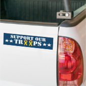 Steun onze troepen - Geel lint Bumpersticker (Op Truck)