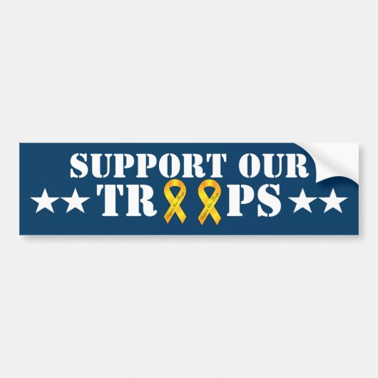 Steun onze troepen - Geel lint Bumpersticker (Voorkant)