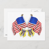 Steun onze troepen gele konijnen en vlaggen briefkaart (Voorkant / Achterkant)