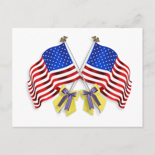 Steun onze troepen gele konijnen en vlaggen briefkaart (Voorkant)