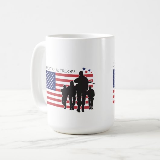 Steun onze troepen koffiemok (Voorkant links)