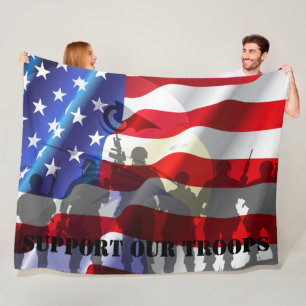 Steun onze Troepen Patriottische Amerikaanse Vlag Fleece Deken