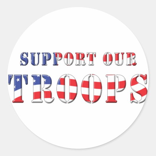Steun onze troepen Patriottische kleuren Ronde Sticker (Voorkant)