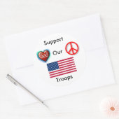Steun onze troepen, vrede, liefde God Ronde Sticker (Envelop)