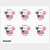 Steun onze troepen, vrede, liefde God Ronde Sticker (Vel)