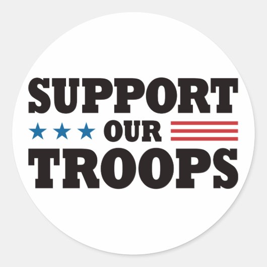 Steun onze troepen - Zwart Ronde Sticker (Voorkant)