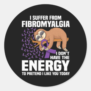 Steun Paarse Lint Warrior Fibromyalgia Awarene Ronde Sticker