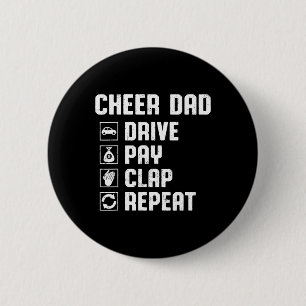 Steun Papa Rij Betalen Klappen Herhaal Cheerleader Ronde Button 5,7 Cm