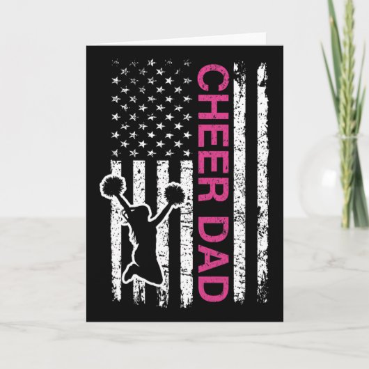 Steun Papa Vlag Roze Cheerleading Kaart (Voorkant)