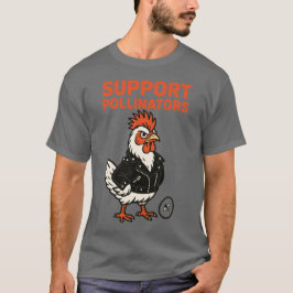 Steun Polinators Cool Haantje in Leren Jas T-shirt