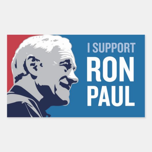 Steun Ron Paul Rechthoekige Sticker (Voorkant)