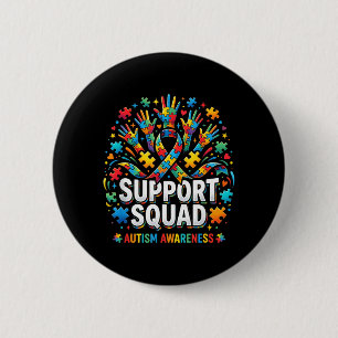 Steun Team Autisme Bewustzijn Puzzel Lint Handen Ronde Button 5,7 Cm